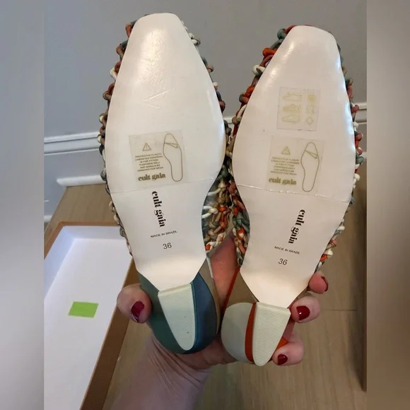 New In Box Cult Gaia Monica Mules EU 36 US 6 Light Lava Woven Shoes - Picture 8 of 9